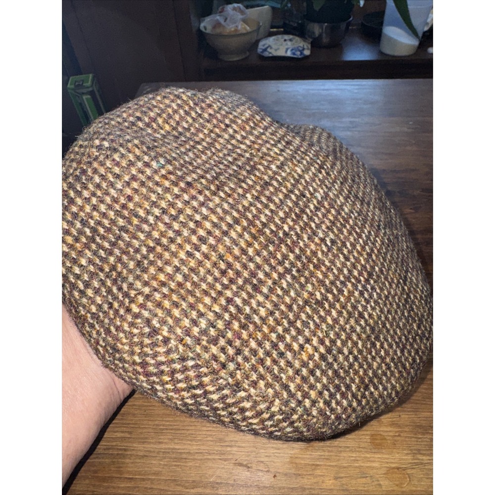Vintage Harris Tweed Hand Woven 100% Scottish Wool Newsboy Hat LL Bean England